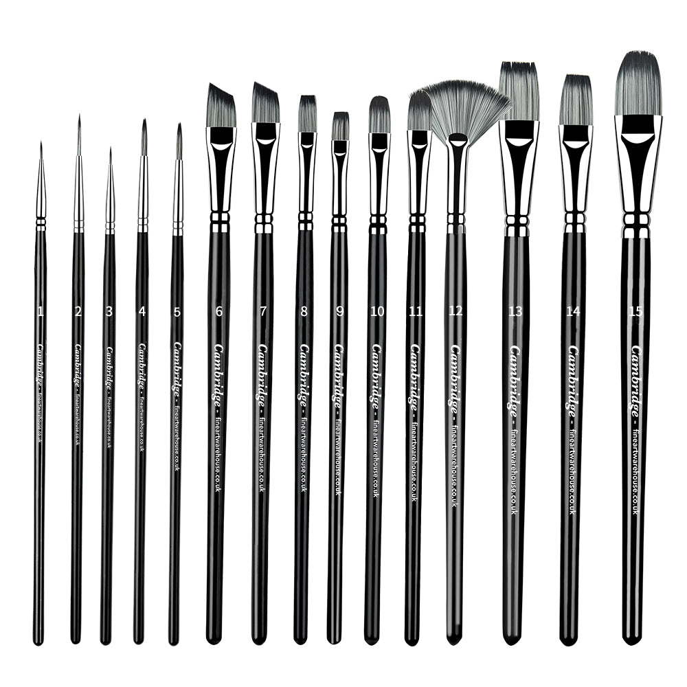 Set of 15 Premium Fine Artist Brush Set with Durable Case - The Cambridge