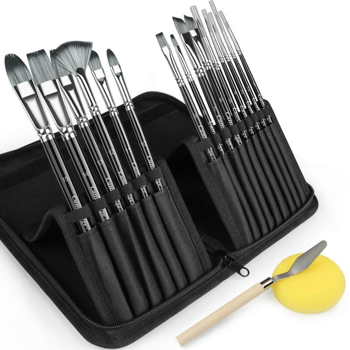 Set of 15 Premium Fine Artist Brush Set with Durable Case - The Cambridge