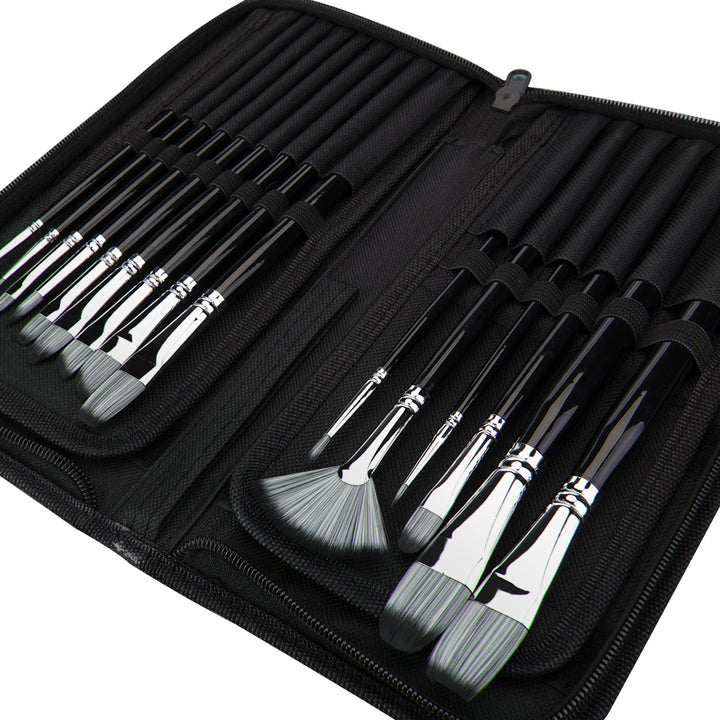 Set of 15 Premium Fine Artist Brush Set with Durable Case - The Cambridge