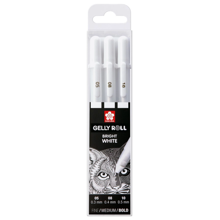 Gelly Roll set Bright White fine-medium-bold | 3 pens