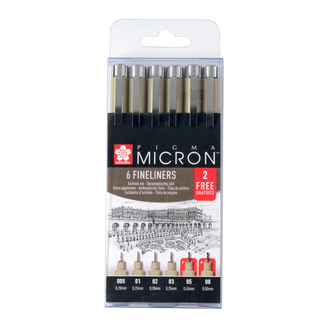 Pigma Micron fineliner promotion set | 4 + 2 free