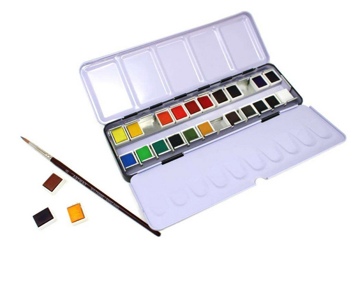 NEW Artway Watercolour Studio 24 Paint Set with pro brush